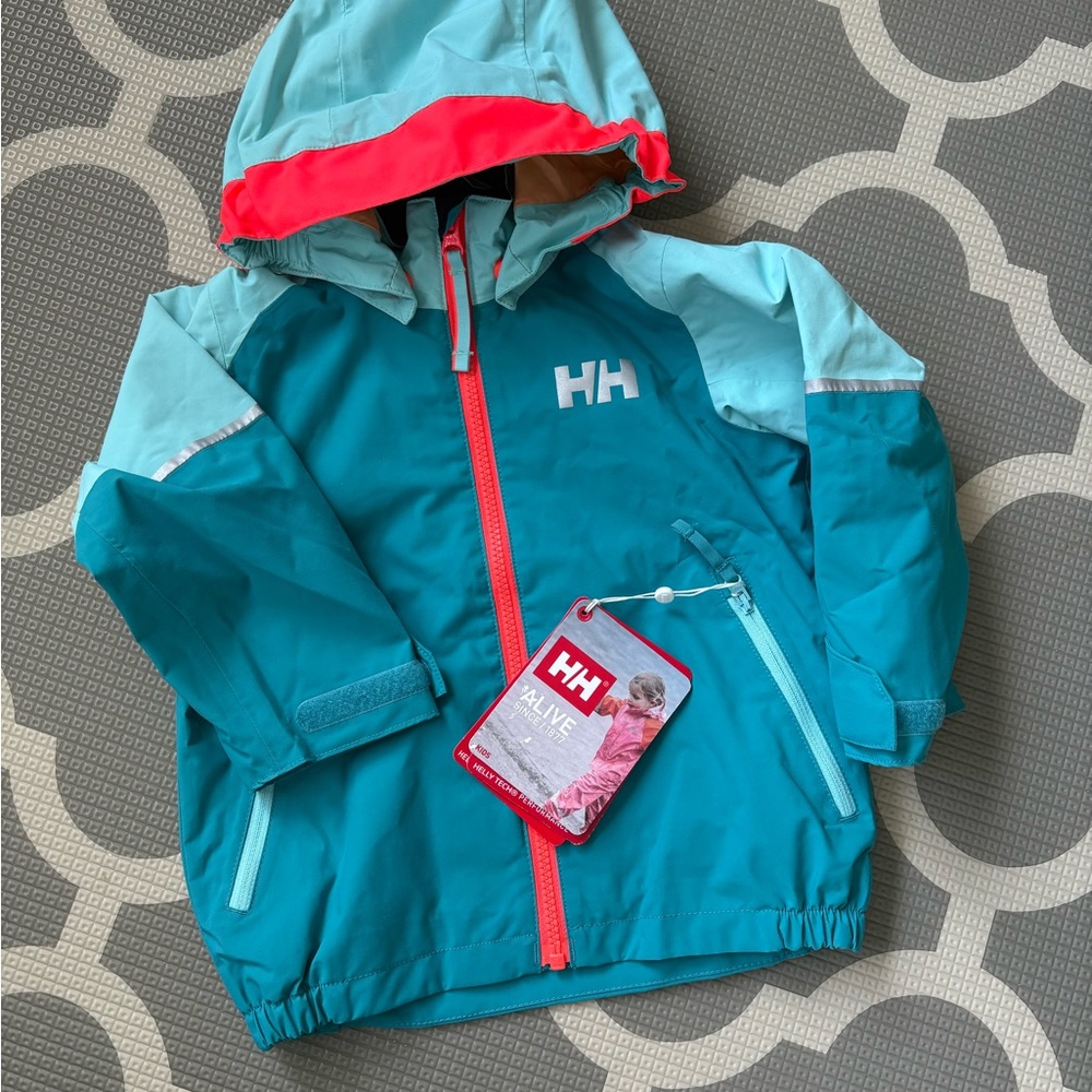 NWT- Helly Hansen Kids Jacket - Teal and Coral- 2T